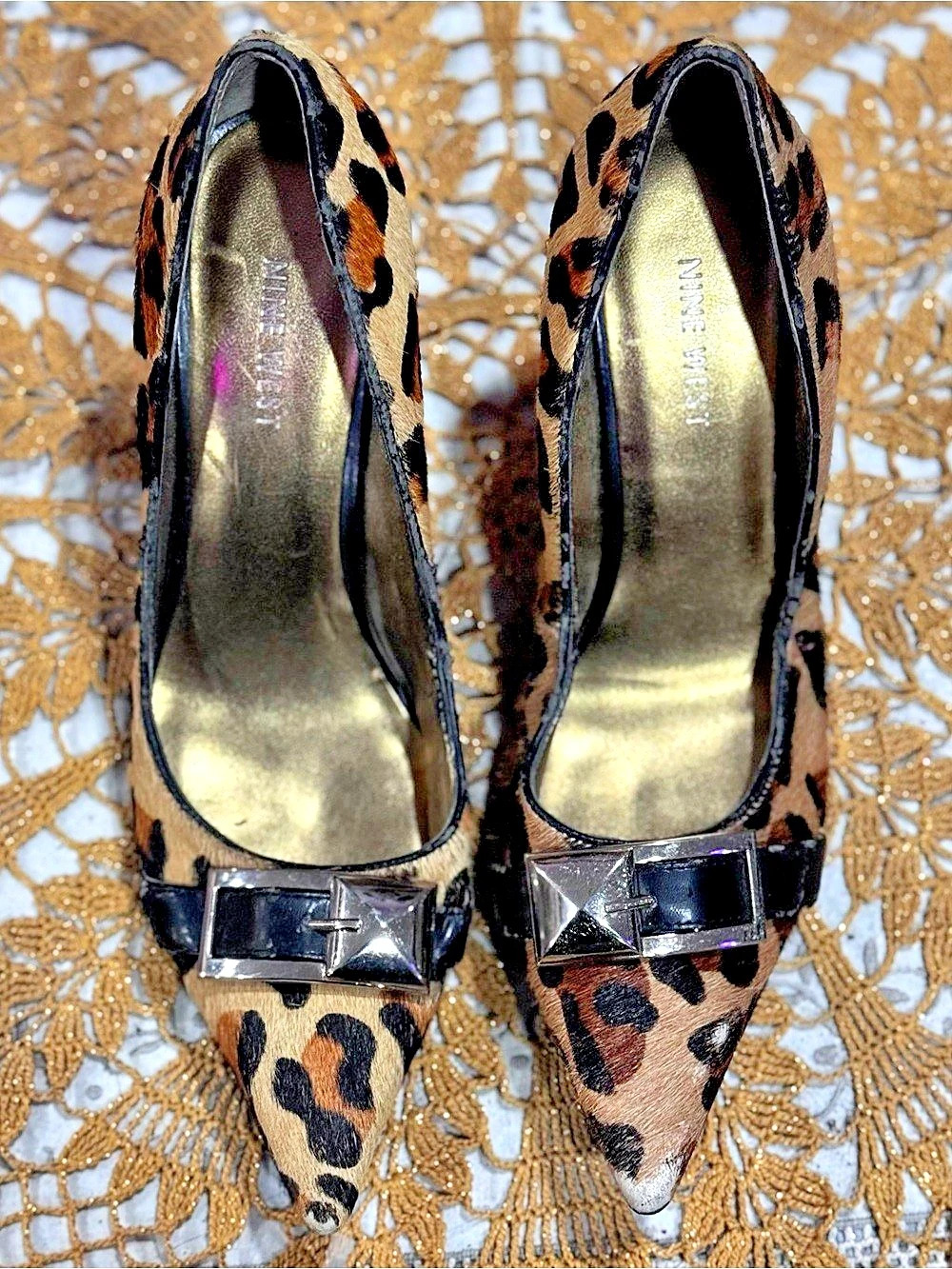 Nine West Leopard Print Pointed-Toe Heels US 8M